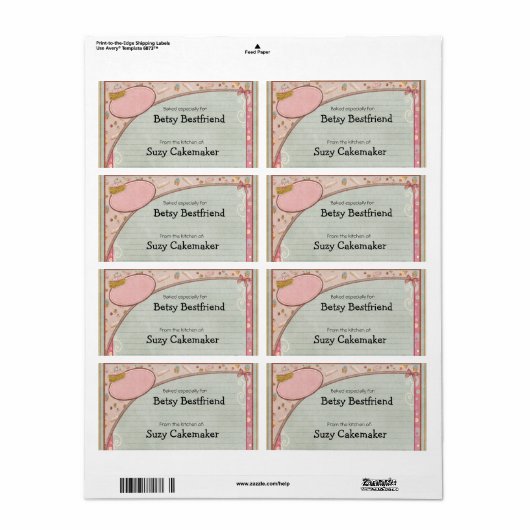 Zuhause-Baked Goods Personalisiert Labels (Vorne)