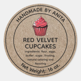 Zuhause Baked Red Velvet Cupcakes Label Kraft Runder Aufkleber