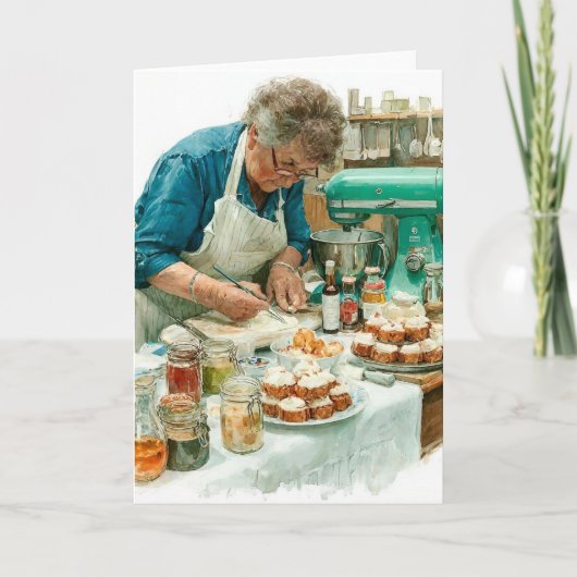 Zuhause Baker in Aquarellfarben Karte (Vorderseite)