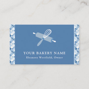 Zuhause Bakery Dusty Blue Karo Pattern Visitenkarte