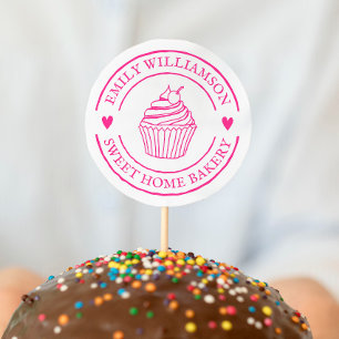 Zuhause-Bakery-Logo für handgezeichnete Cupcake &  Gummistempel