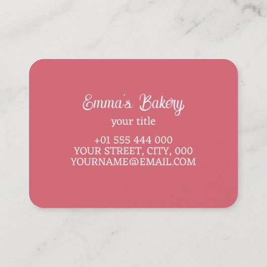 Zuhause Bakery Visitenkarte (Rückseite)