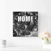 ZUHAUSE (Barbells) - Workout Motivierend Quadratische Wanduhr (Zuhause)