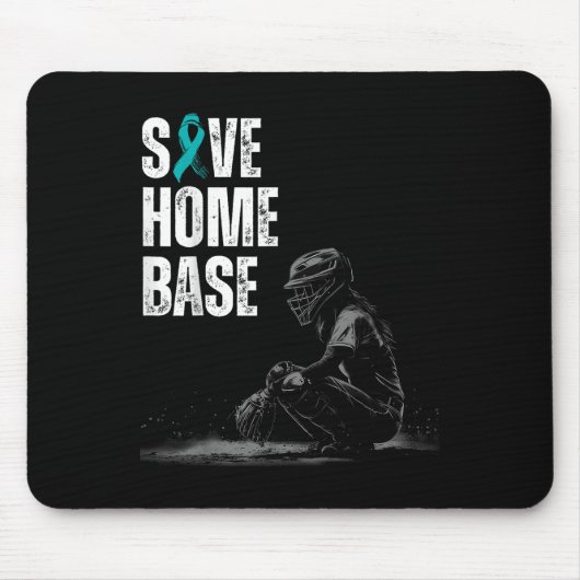Zuhause Base Baseball Player Ovarialkrebs Awar ger Mousepad (Vorne)