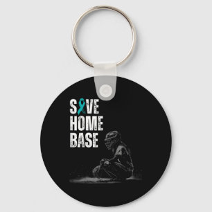 Zuhause Base Baseball Player Ovarialkrebs Awar ger Schlüsselanhänger