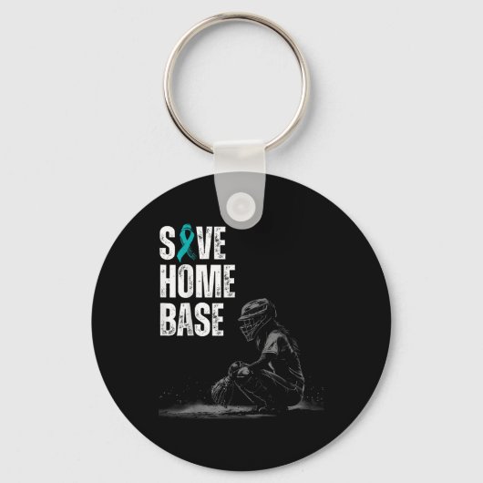 Zuhause Base Baseball Player Ovarialkrebs Awar ger Schlüsselanhänger (Vorderseite)
