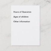 Zuhause basierte Kinderbetreuung Visitenkarte (Rückseite)
