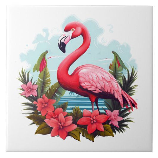 Zuhause Beach Rosa Flamingo Liebhaber des Handwerk Fliese (Vorderseite)