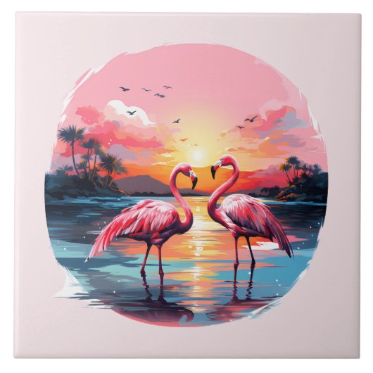 Zuhause Beach Rosa Flamingo Liebhaber des Handwerk Fliese (Vorderseite)