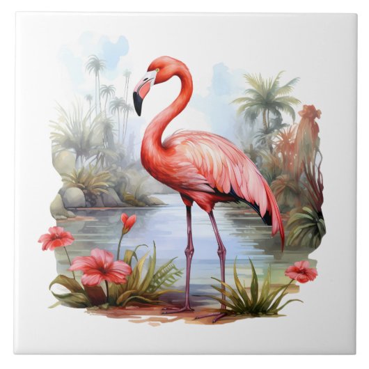 Zuhause Beach Rosa Flamingo Liebhaber des Handwerk Fliese (Vorderseite)