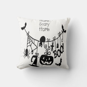 Zuhause Beängstigend Zuhause Bats Pumpkin, Black C Kissen
