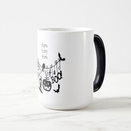 Zuhause Beängstigend Zuhause Bats Pumpkin, Black C Verwandlungstasse (VorderseiteRechts)