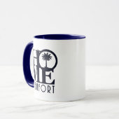 ZUHAUSE Beaufort Blauer Text Tasse (Vorderseite Links)