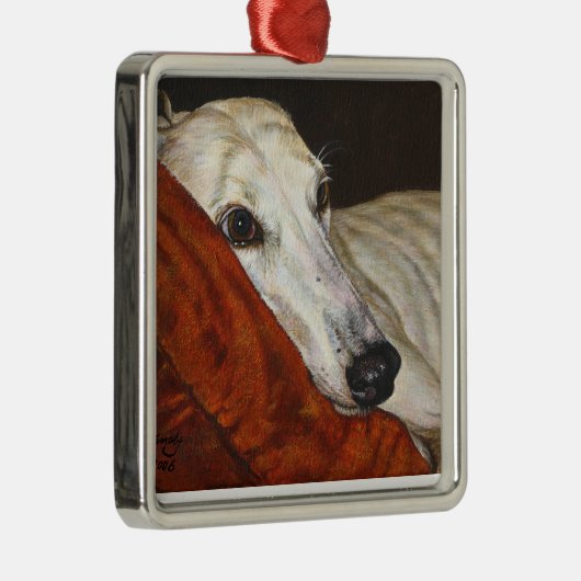 Zuhause bei Last Greyhound Whippet Hundekunst Ornament Aus Metall (Rechts)