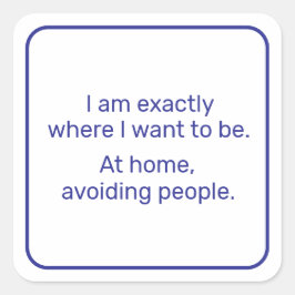 Zuhause (blau) quadratischer aufkleber