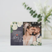 Zuhause bleibe und Bleibe des Fotos für die Hochze Ankündigungspostkarte (Stehend Vorderseite)