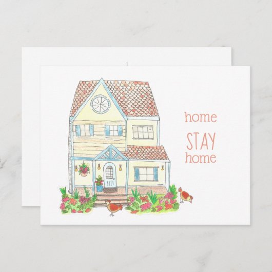 Zuhause Bleibe Zuhause soziale Distanznotiz Postkarte (Vorne/Hinten)