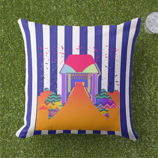 Zuhause Blue Stripes Kissen (Gras)