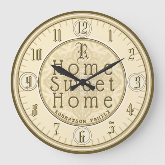 Zuhause-Bonbon-Zuhause Große Wanduhr (Vorderseite)