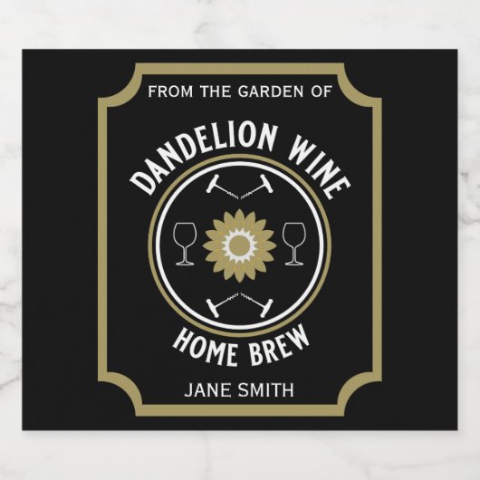 Zuhause Braut Dandelion Wine Custom Schaumweinetikett (Einzelnes Label)