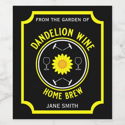 Zuhause Braut Dandelion Wine Custom Weinetikett (Einzelnes Label)