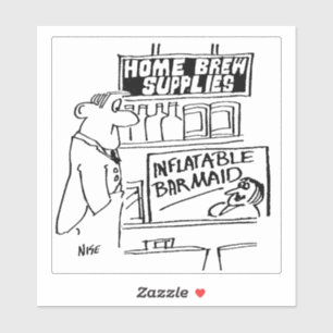 Zuhause Brew Supplies Aufblasbare Barmaid Cartoon. Aufkleber