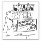 Zuhause Brew Supplies Aufblasbare Barmaid Cartoon. Aufkleber (Vorderseite)