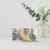 Zuhause-Broom-Logo für die Reinigung der Arbeit Visitenkarte (Stehend Vorderseite)