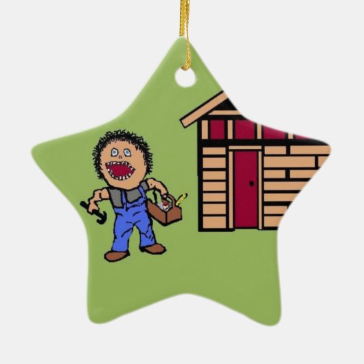 Zuhause Builder Handyman Keramik Ornament (Hinten)