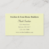 Zuhause Builder Visitenkarte (Rückseite)