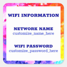 Zuhause Business Network WIFI-Kennwortinformatione Quadratischer Aufkleber