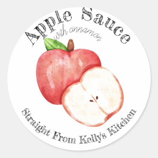 Zuhause Canning Apple Zimt Sauce Food Label Runder Aufkleber (Vorderseite)