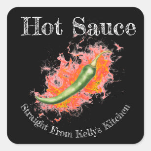 Zuhause Canning Business Hot-Sauce-Lebensmitteleti Quadratischer Aufkleber