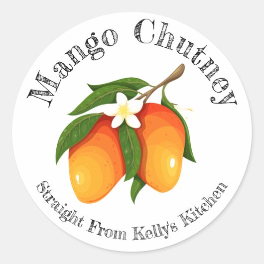 Zuhause Canning Business Mango Chutney Food Label Runder Aufkleber (Vorderseite)