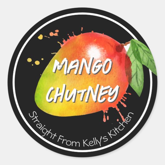 Zuhause Canning Business Mango Chutney Modern Labe Runder Aufkleber (Vorderseite)