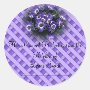 Zuhause Canning Labels - mit violetten Blumen Runder Aufkleber