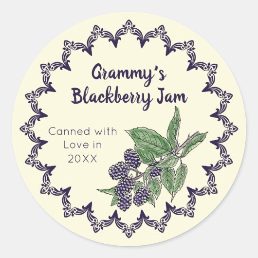 Zuhause Canning Vintag BlackBerry Jam Food Label Runder Aufkleber (Vorderseite)