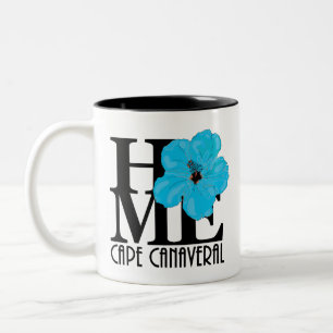 ZUHAUSE Cape Canaveral Florida Blue Hibiskus 11 oz Zweifarbige Tasse
