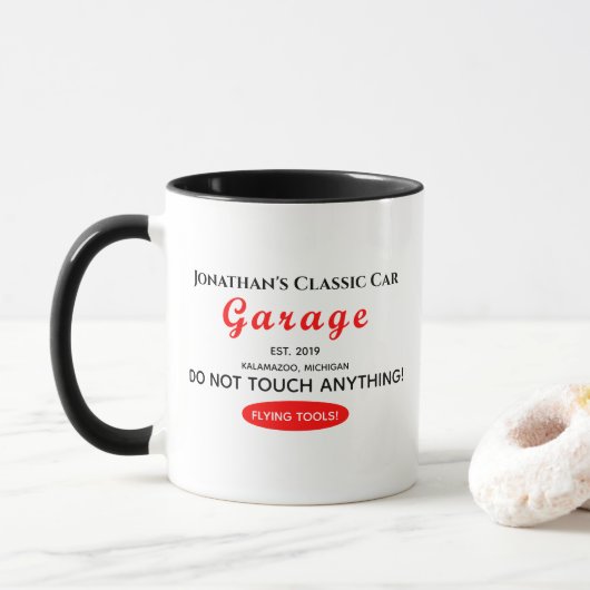 Zuhause Car Mechanic Garage Flying Tools Kaffee Tasse (Mit Donut)