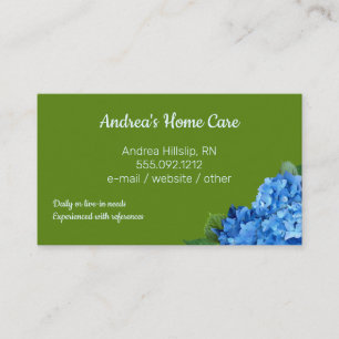 Zuhause Care Blue Hydrangeas Custom Business Cards Visitenkarte