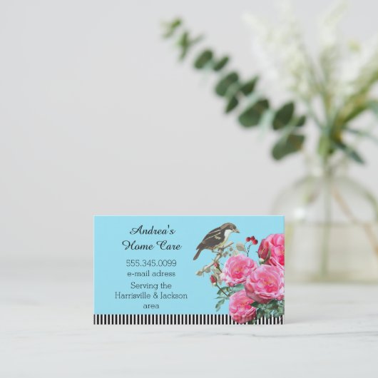 Zuhause Care Rosen und Vögel Visitenkarte (Stehend Vorderseite)