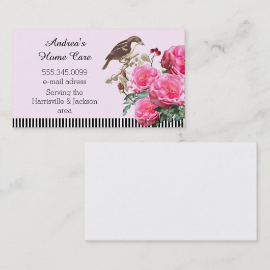 Zuhause Care Rosen und Vögel Visitenkarte (Vorne/Hinten)