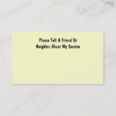 Zuhause Caregiver Business Cards Visitenkarte (Rückseite)