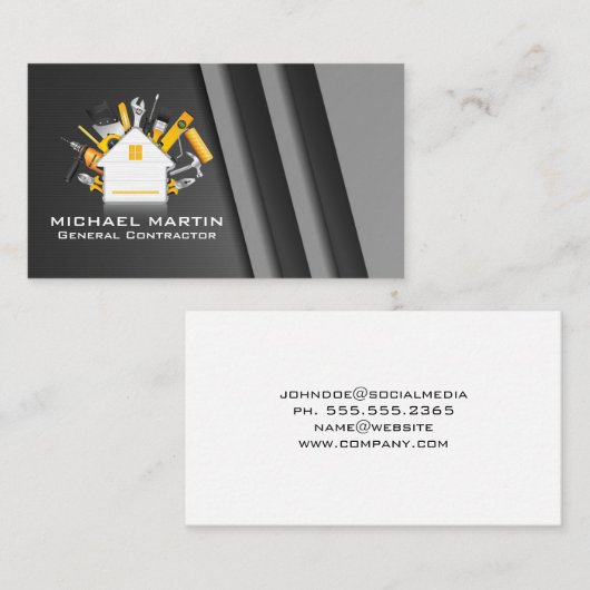 Zuhause-Carpentry-Tools | Generalunternehmer Visitenkarte (Vorne/Hinten)