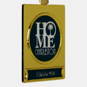 ZUHAUSE Charleston Customizable - Jahr etabliert Banner-Ornament Gold (Rechts)