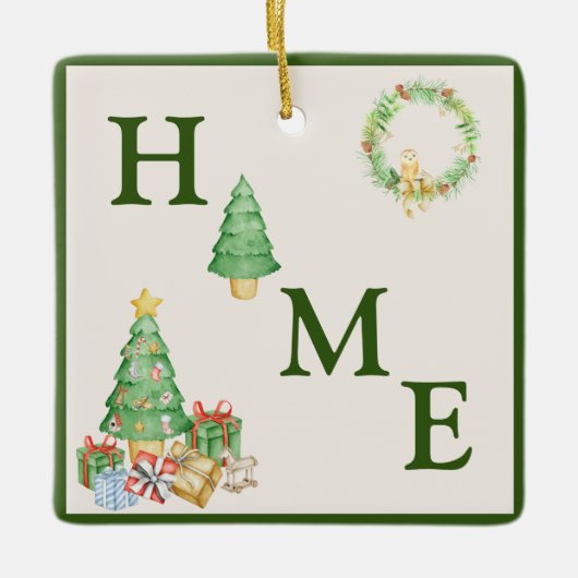 Zuhause Christmas Tree Simple Keramikornament (Vorderseite)