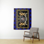 Zuhause Clan Abzeichen & Motto mit Löwen Wandteppich (Beispiel)