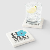 ZUHAUSE Cocoa Beach Blue Hibiskus Steinuntersetzer (Seitenansicht)