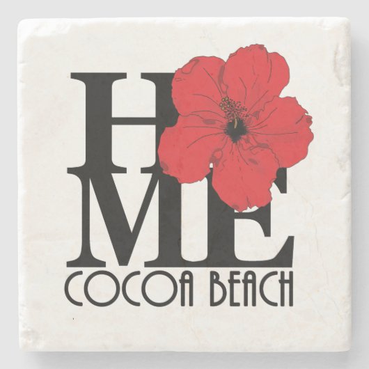 ZUHAUSE Cocoa Beach Red Hibiskus Steinuntersetzer (Vorderseite)