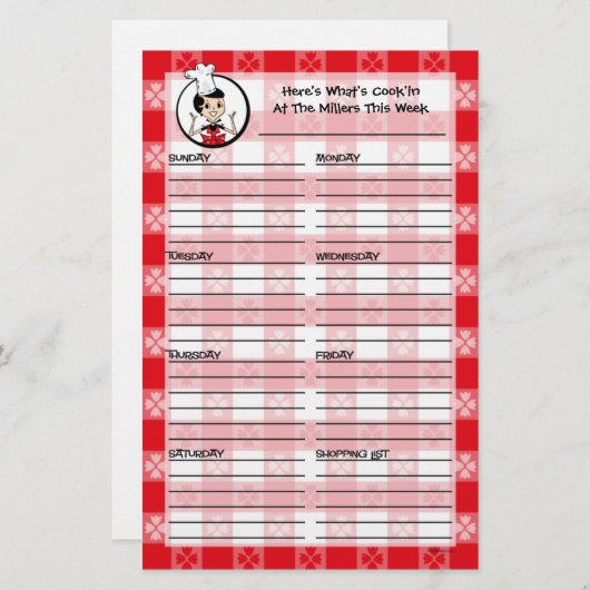 Zuhause-Cookie' Benutzerdefinierter Menüplaner (Vorne/Hinten)